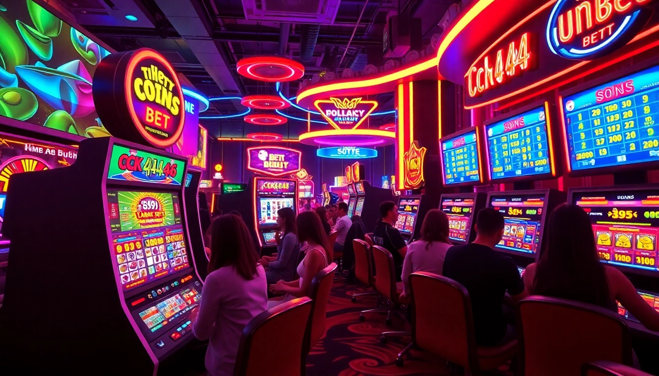 Engage in ck4444 bet with an animated online casino interface showing slots, cards, and betting options, emphasizing excitement and modern gaming technology.
